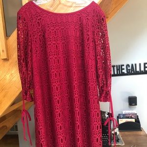 Red crochet dress